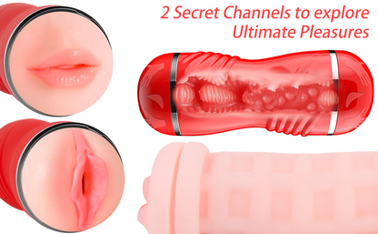 เซ็กซ์ทอย 2-in-1 ถ้วยช่วยสำเร็จความใคร่สำหรับผู้ชาย แบบสองหัว ปากและช่องคลอด