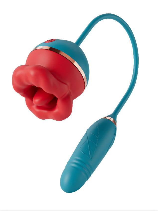 เครื่องสั่นสำหรับผู้หญิง  ดูดลิ้นอัตโนมัติ เครื่องนวดริมฝีปากสีแดง สายยาวชาร์จไฟได้