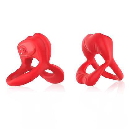 The Triple-Ring Red Orifice Control Vibrator - แหวนสั่นควบคุมปากแบบสามวงแหวน