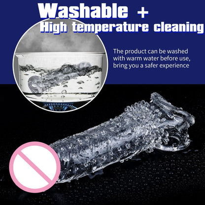 ปลอกหุ้มองคชาตชายที่ขยายและหนาขึ้นพร้อมขอบหยัก เหมาะสำหรับคู่รัก TPE