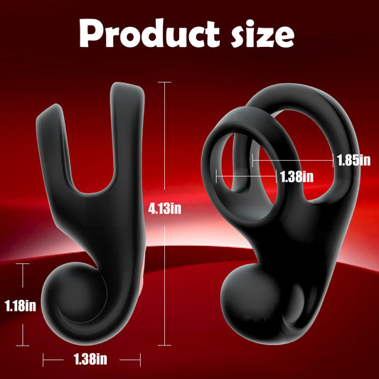 แหวนสั่นแบบวงแหวนคู่ล็อคน้ำอสุจิ - ชะลอการหลั่ง เครื่องบริหารองคชาต สำหรับคู่รัก