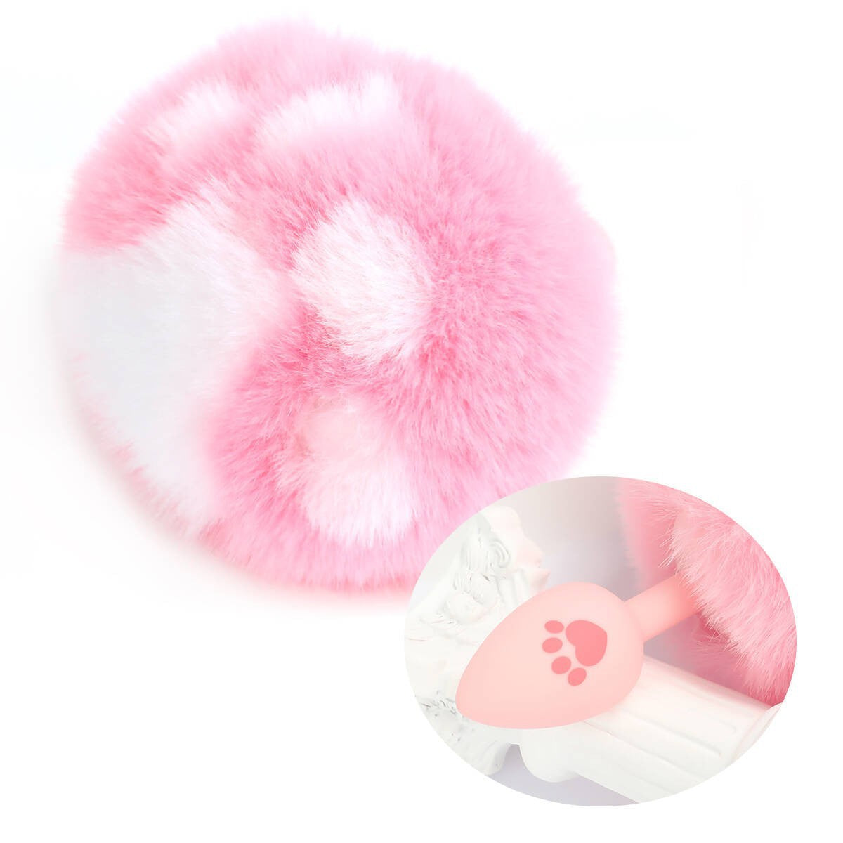 ปลั๊กทวารหนักสำหรับผู้ใหญ่ ปลั๊กหางลายอุ้งเท้าแมวสีชมพู Pink Cat Paw Anal Plug