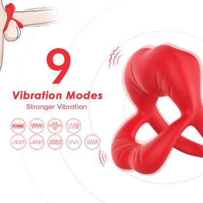 The Triple-Ring Red Orifice Control Vibrator - แหวนสั่นควบคุมปากแบบสามวงแหวน