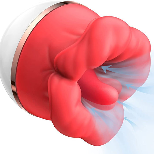 เครื่องสั่นสำหรับผู้หญิง ปากใหญ่ ดูดลิ้นอัตโนมัติ เครื่องนวดริมฝีปากสีแดง ชาร์จไฟได้