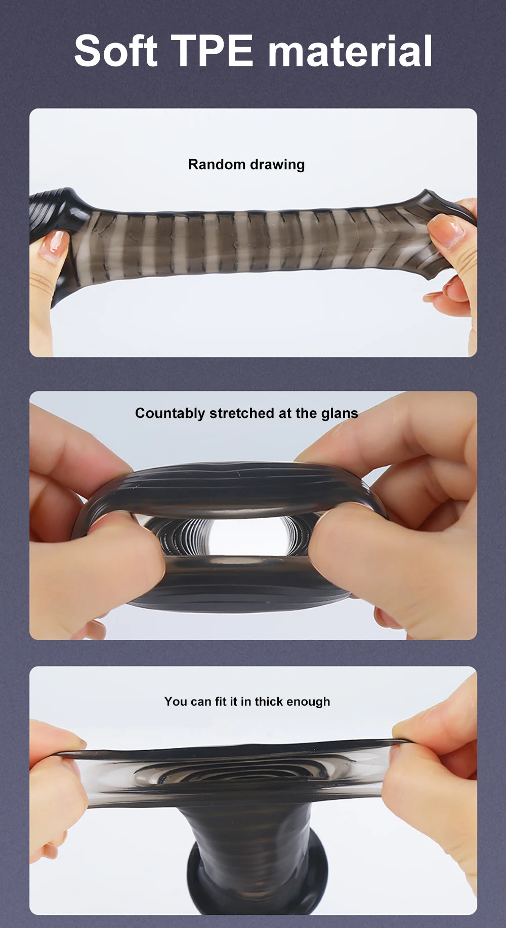 ถุงยางอนามัยเพิ่มขนาด แหวนอวัยวะเพศชาย ปลอกซิลิโคน TPE ชะลอการหลั่ง