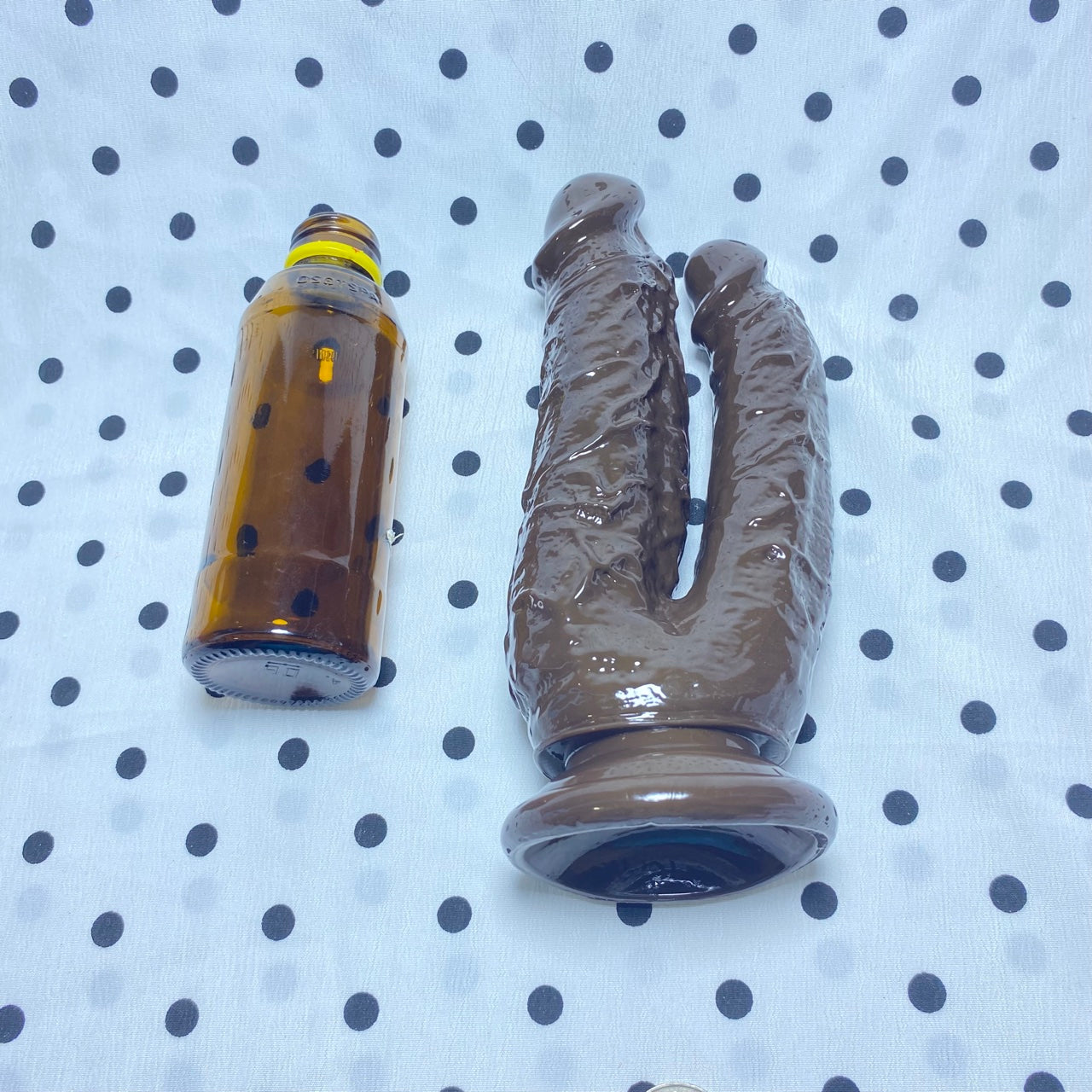 🍫 Double-Ended Realistic Dildo | Chocolate color with strong suction base, bendable