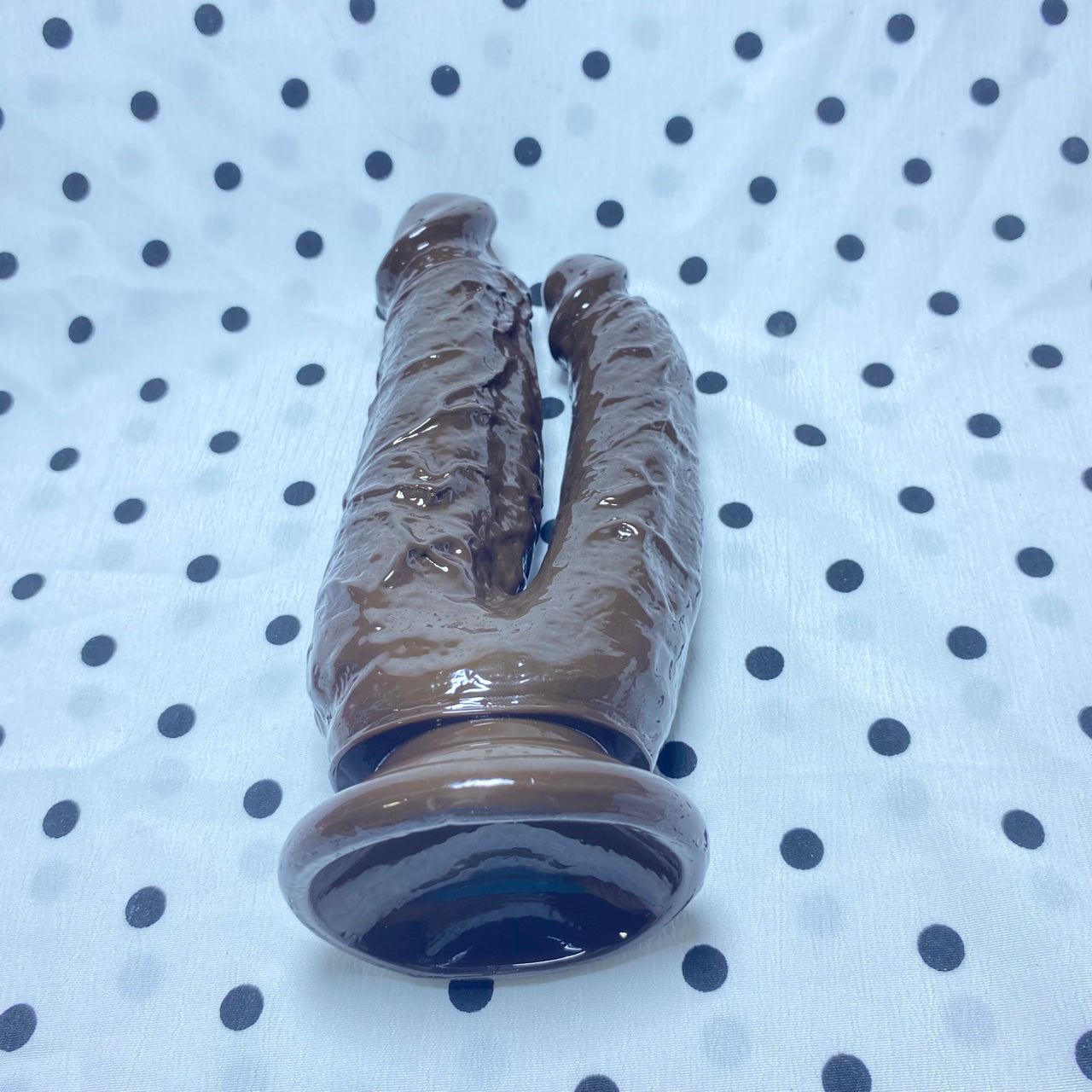 🍫 Double-Ended Realistic Dildo | Chocolate color with strong suction base, bendable