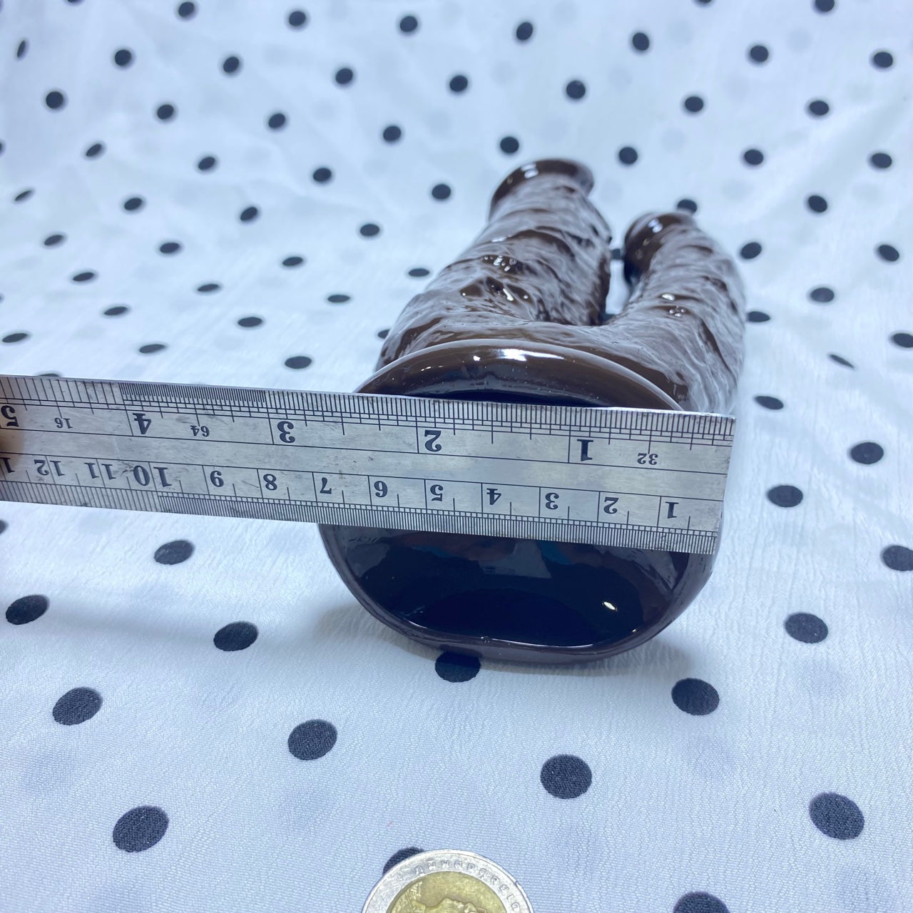 🍫 Double-Ended Realistic Dildo | Chocolate color with strong suction base, bendable