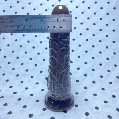 🍫 Double-Ended Realistic Dildo | Chocolate color with strong suction base, bendable