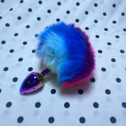 ปลั๊กทวารหนักสำหรับผู้ใหญ่ ปลั๊กหางรูปหางกระต่ายหลากสี Colorful Rabbit Tail Anal Plug