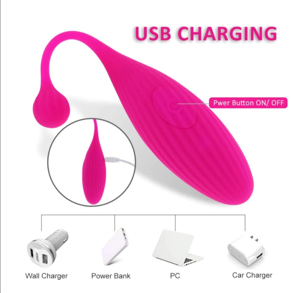 ไข่สั่นหางปลา ควบคุมแอป (10 โหมด) ชาร์จ USB สีชมพู